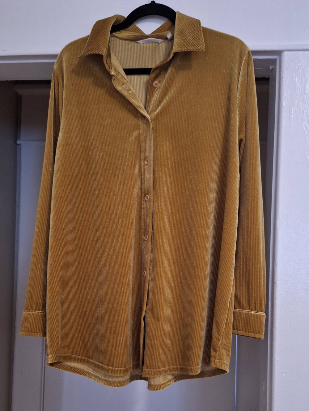 Soft Surroundings Velvet-Look Corduroy Button Front Jacket in Mustard